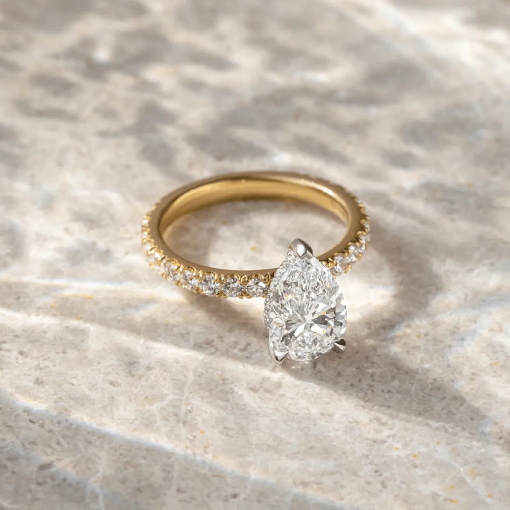 Elongated Pear Cut Labgrown Engagement Ring