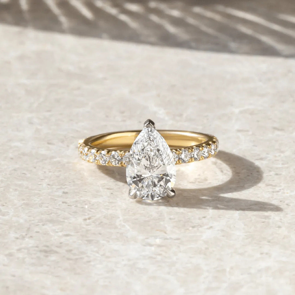 Elongated Pear Cut Labgrown Engagement Ring