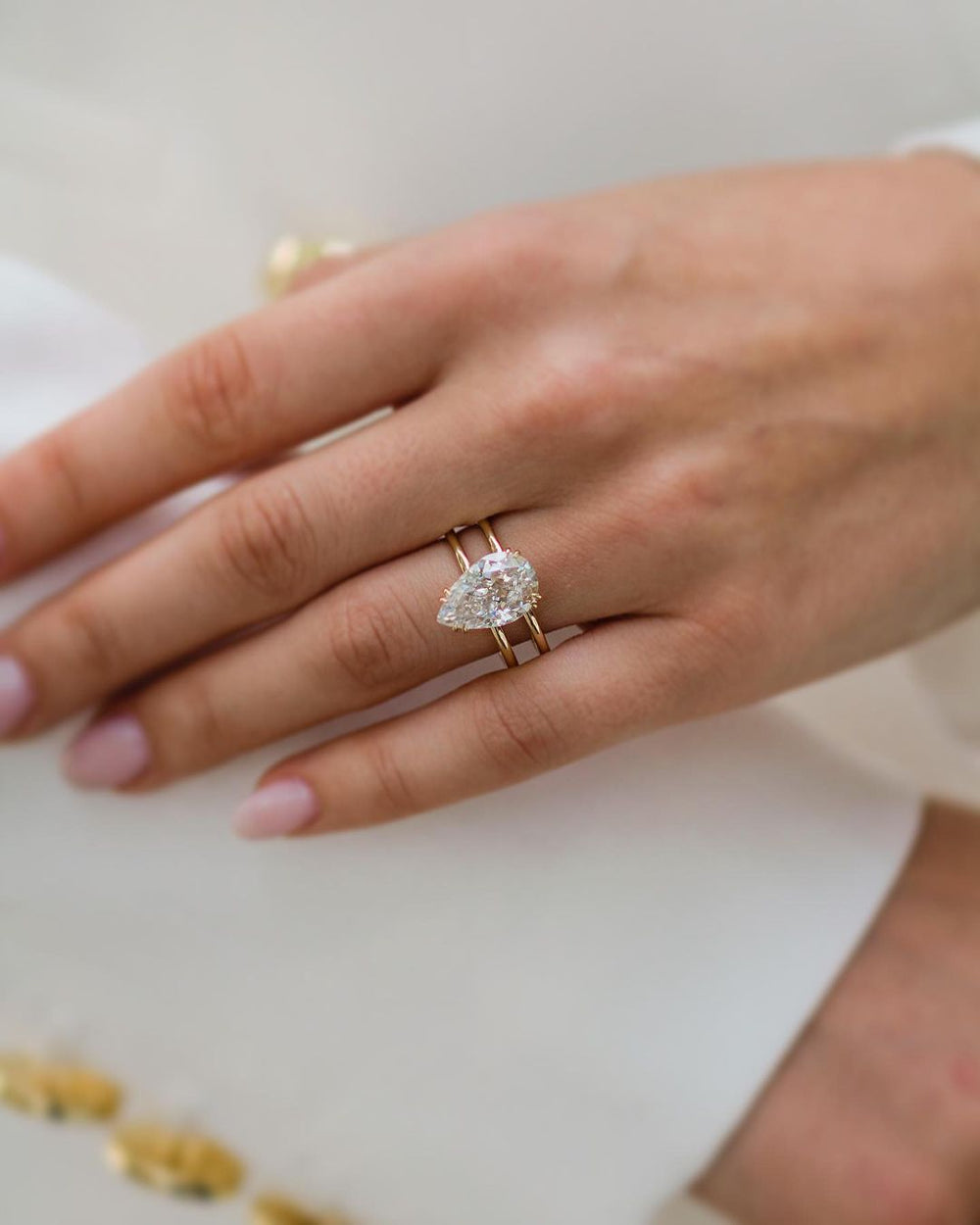 Elongated Pear Cut Labgrown Engagement Ring