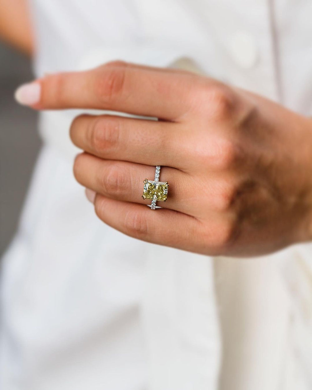 Canary Yellow Radiant Cut Labgrown Engagement Ring