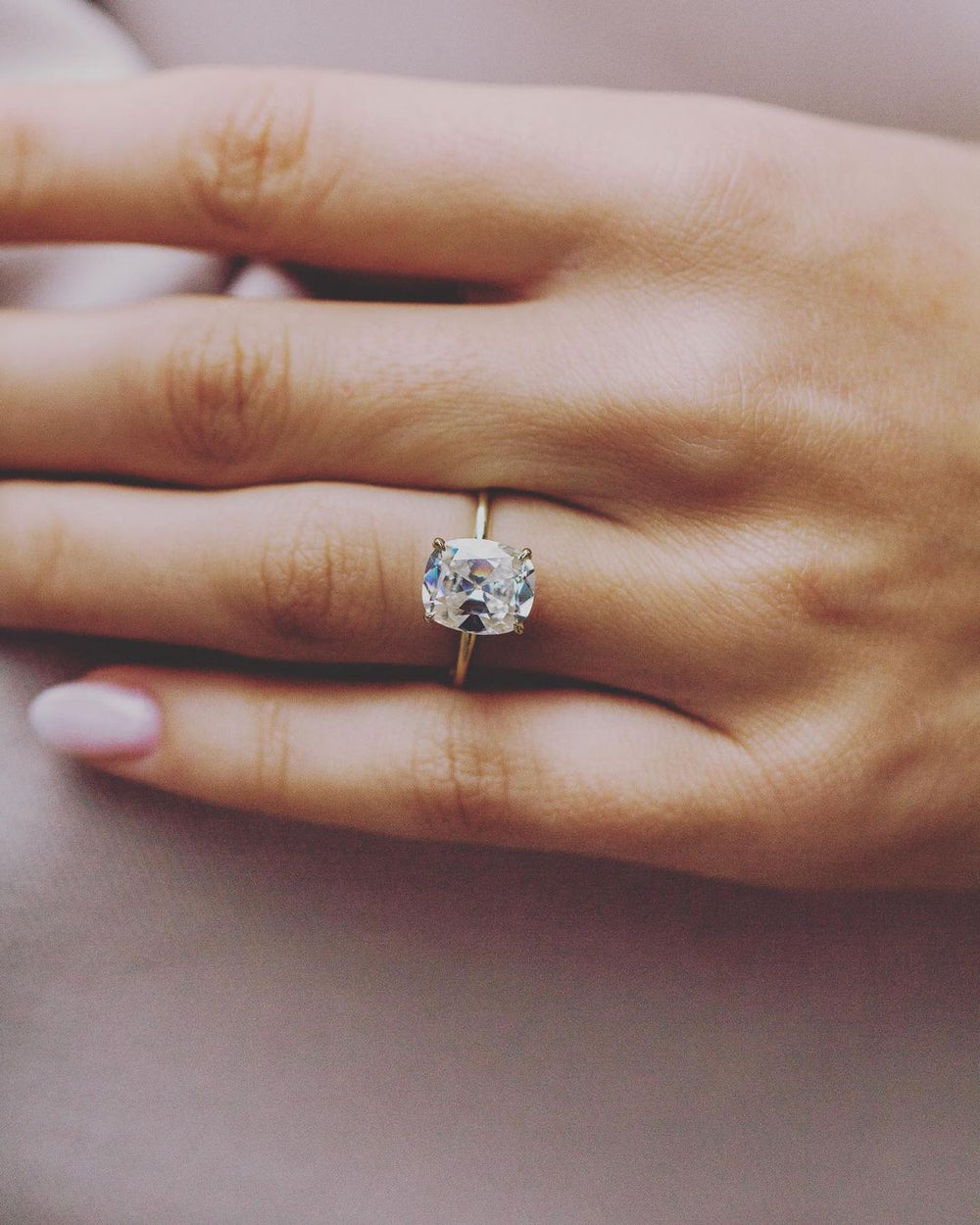 Old Mine Cushion Cut Labgrown Engagement Ring