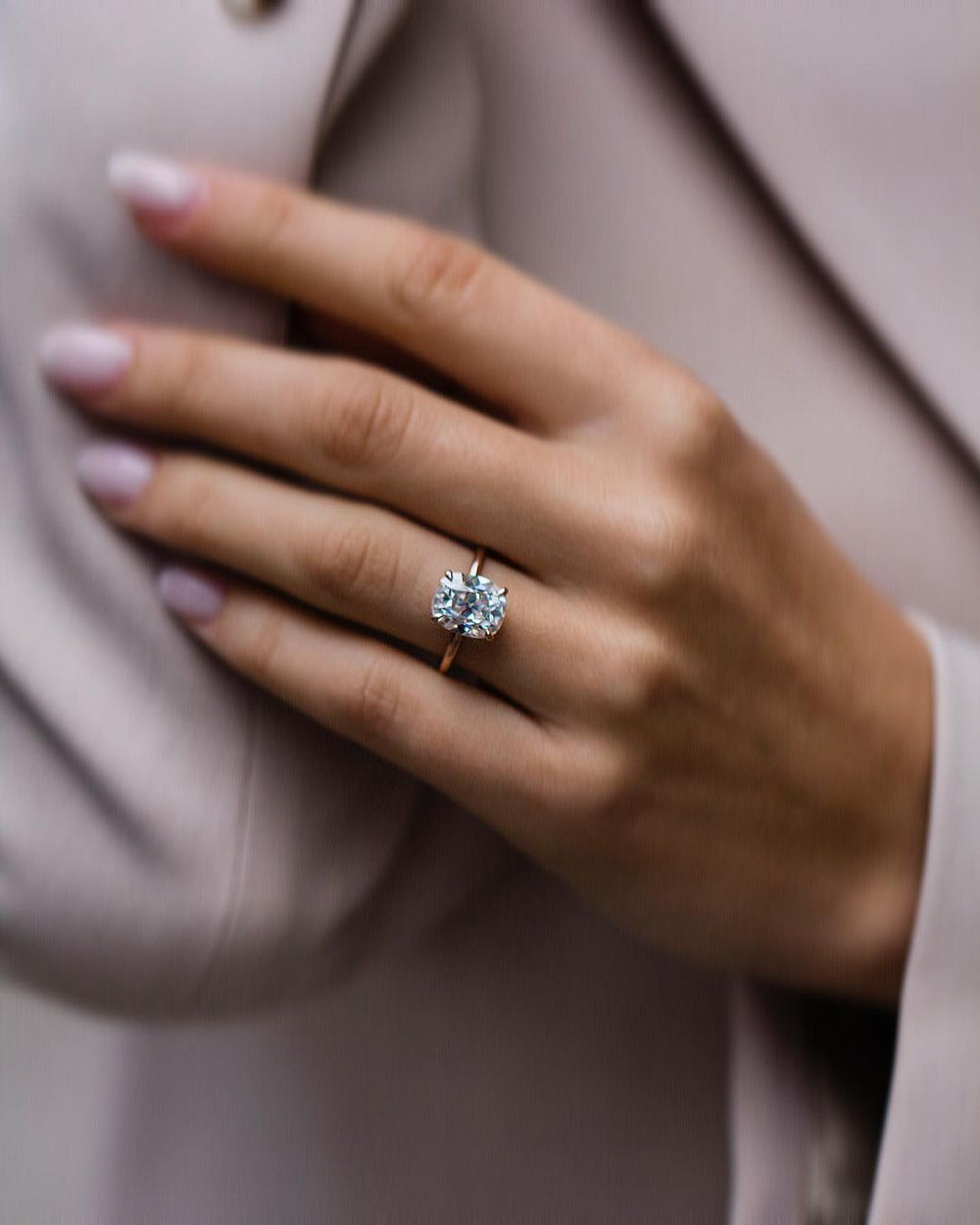 Old Mine Cushion Cut Labgrown Engagement Ring