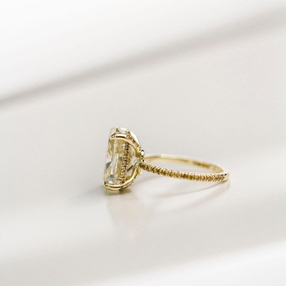 Canary Yellow Cushion Cut Labgrown Engagement Ring
