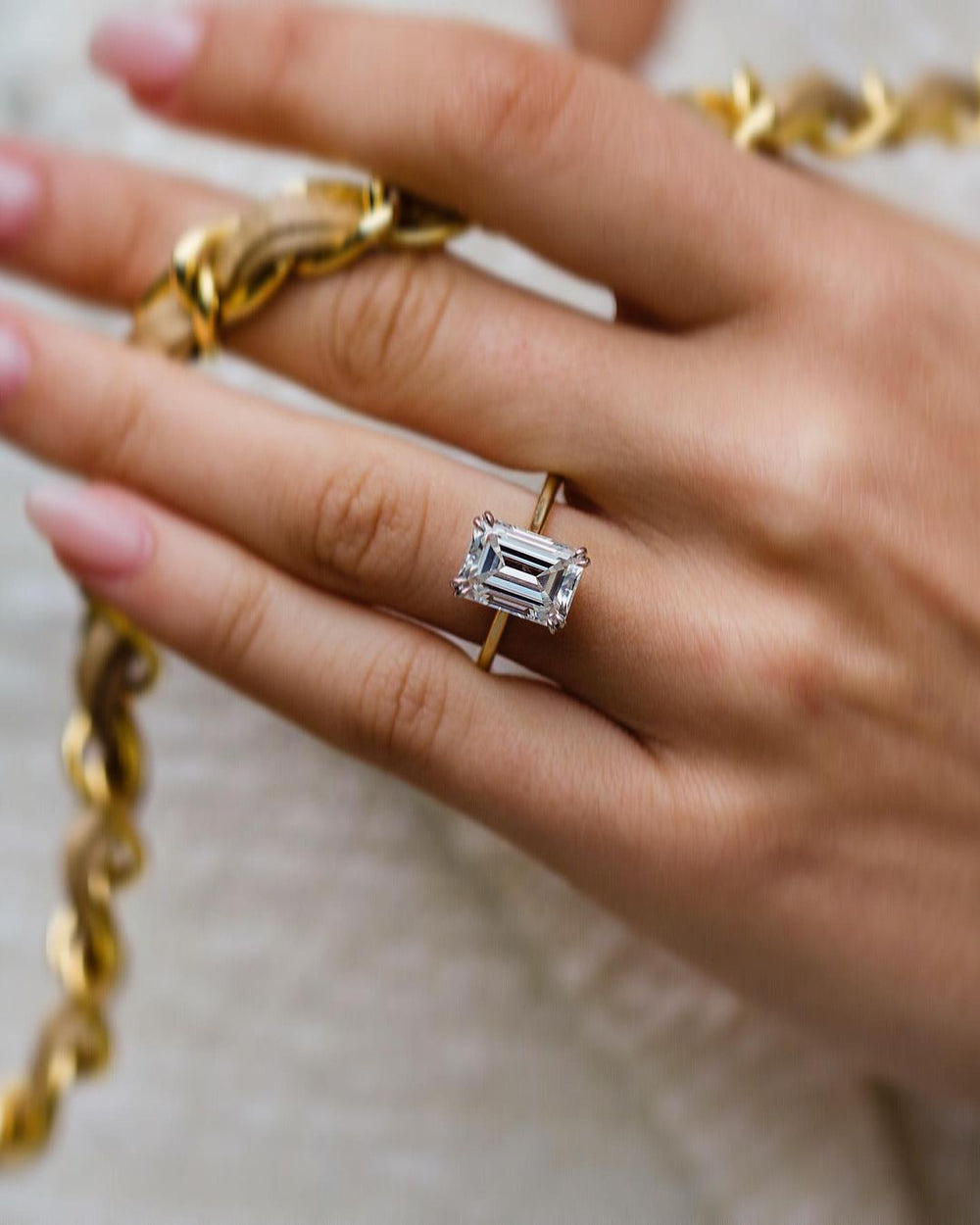 Emerald Cut Labgrown Engagement Ring