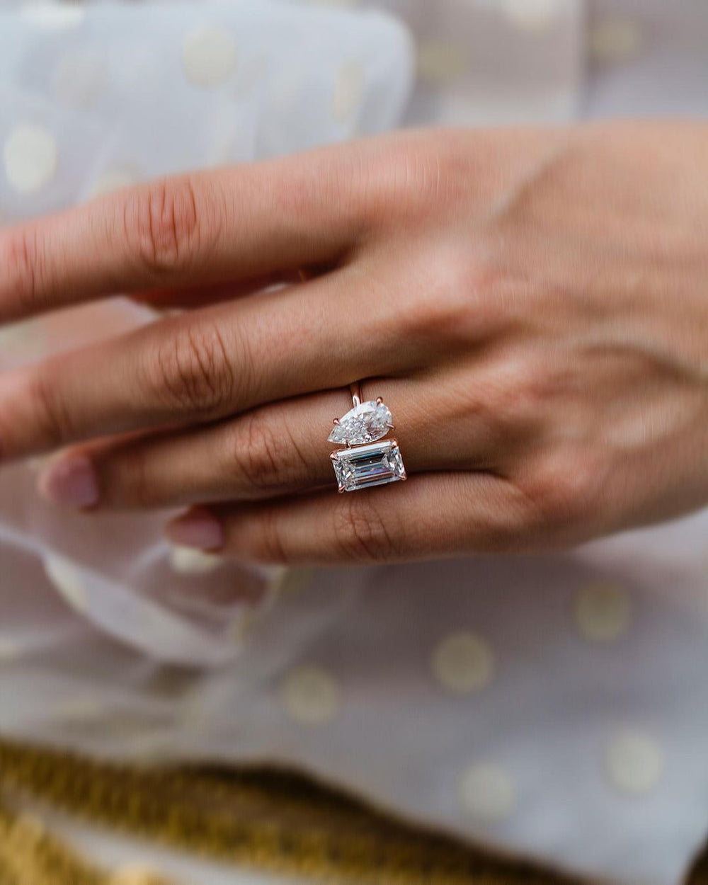 Toi Et Moi Pear & Emerald Cut Labgrown Engagement Ring