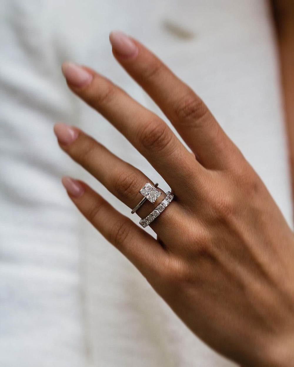 Double Band Radiant Cut Labgrown Ring