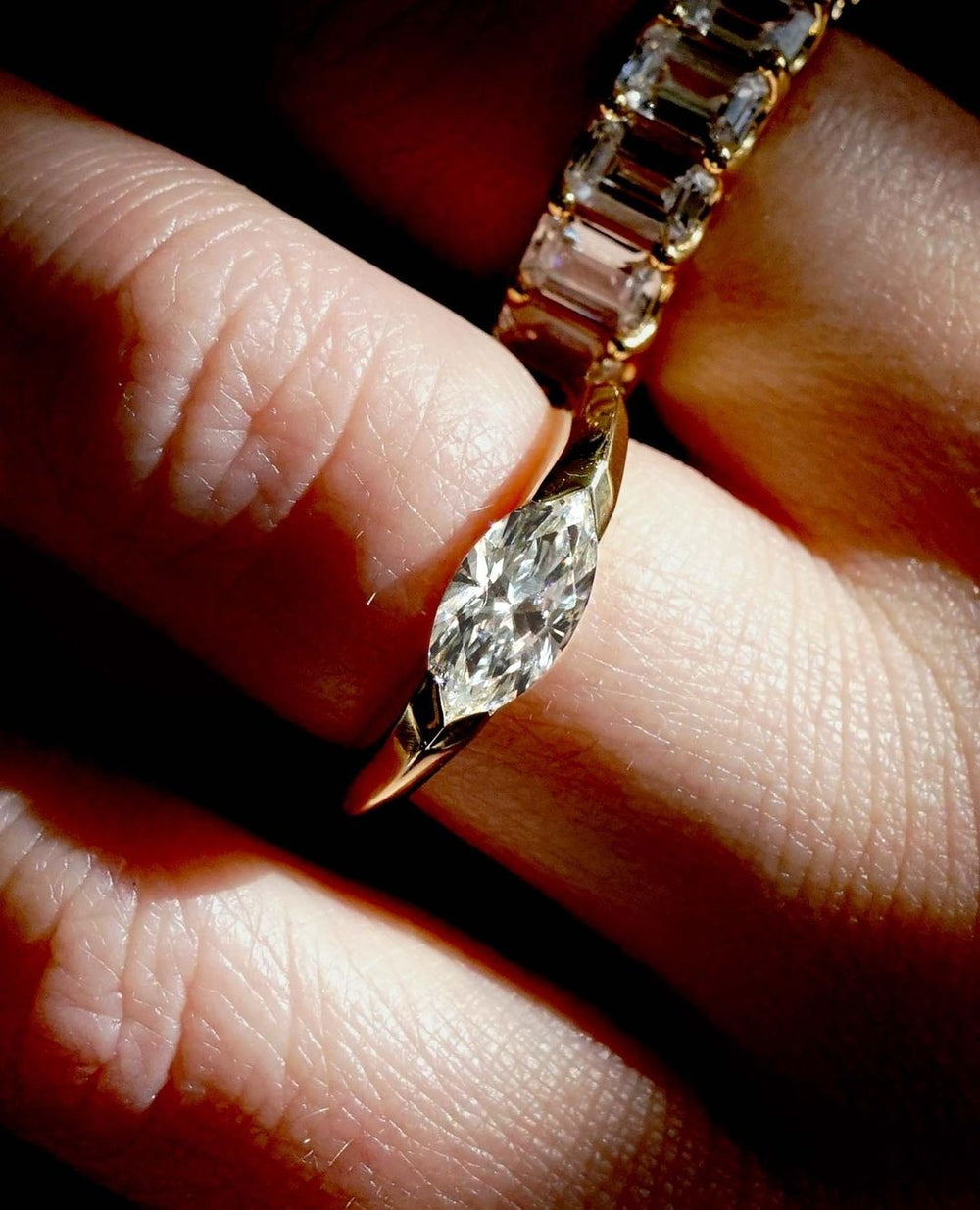 Bezel Set Marquise Cut Labgrown Engagement Ring