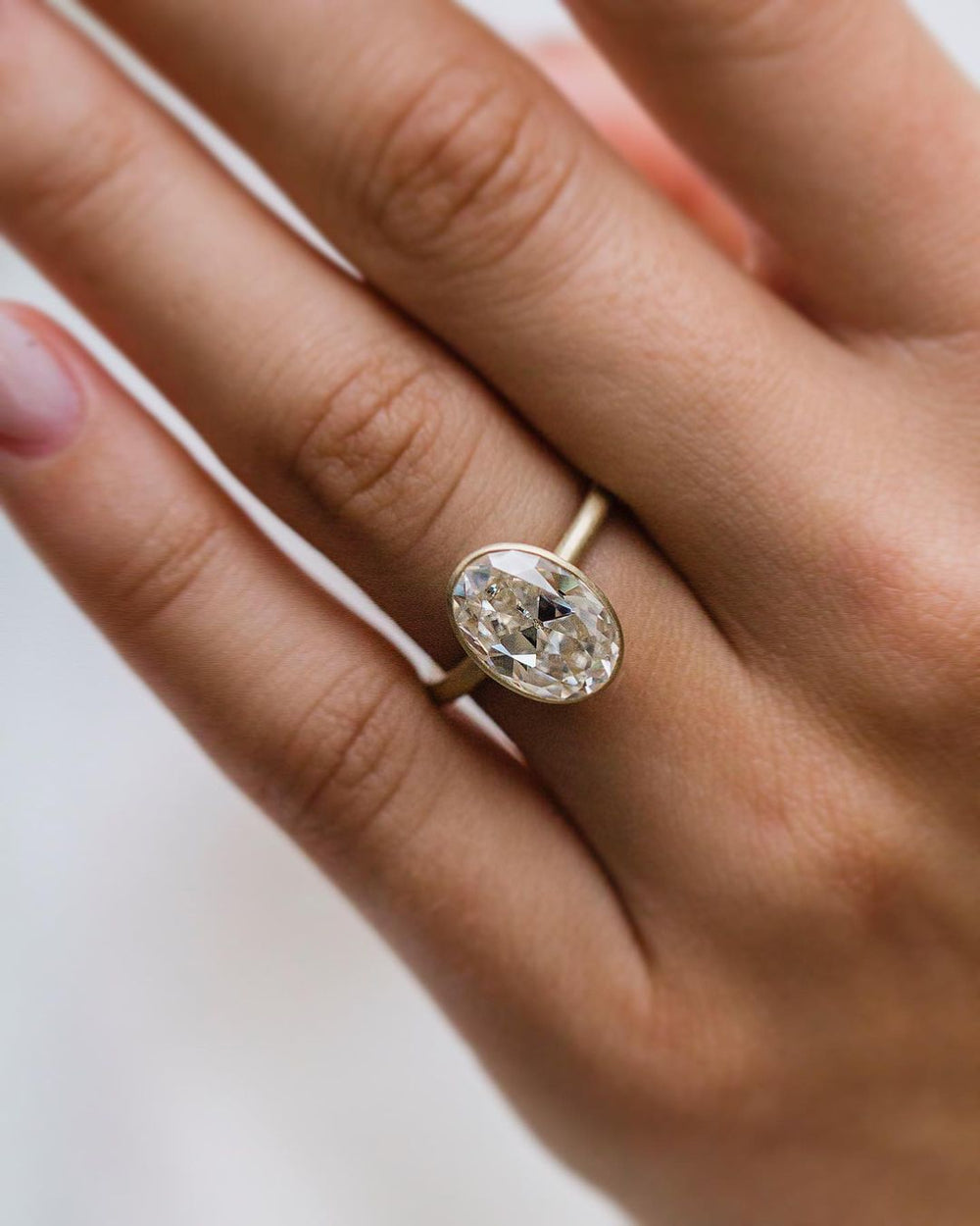 Old Mine Oval Cut Labgrown Engagement Ring