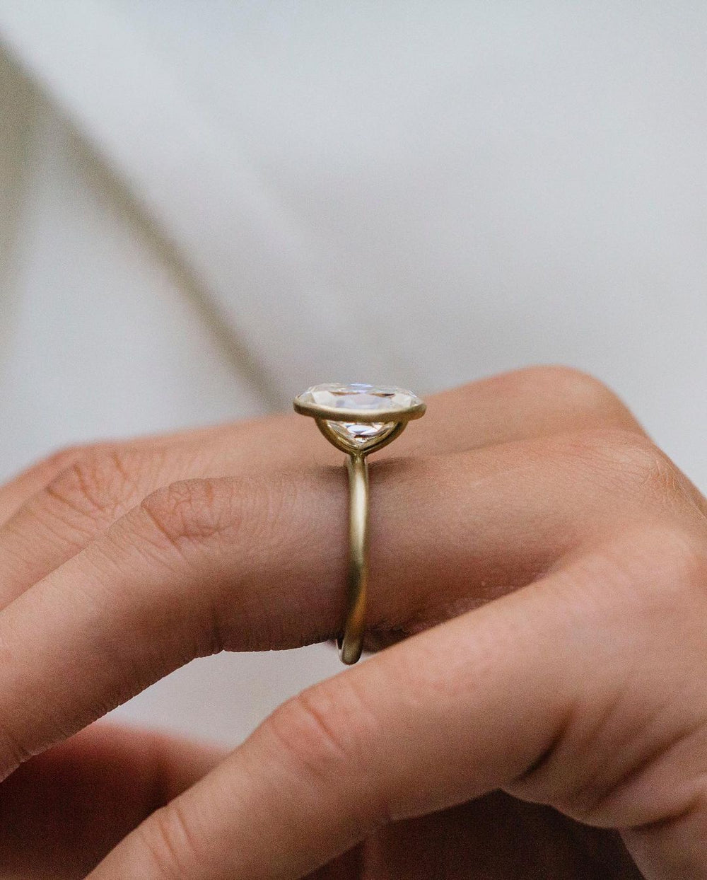 Old Mine Oval Cut Labgrown Engagement Ring