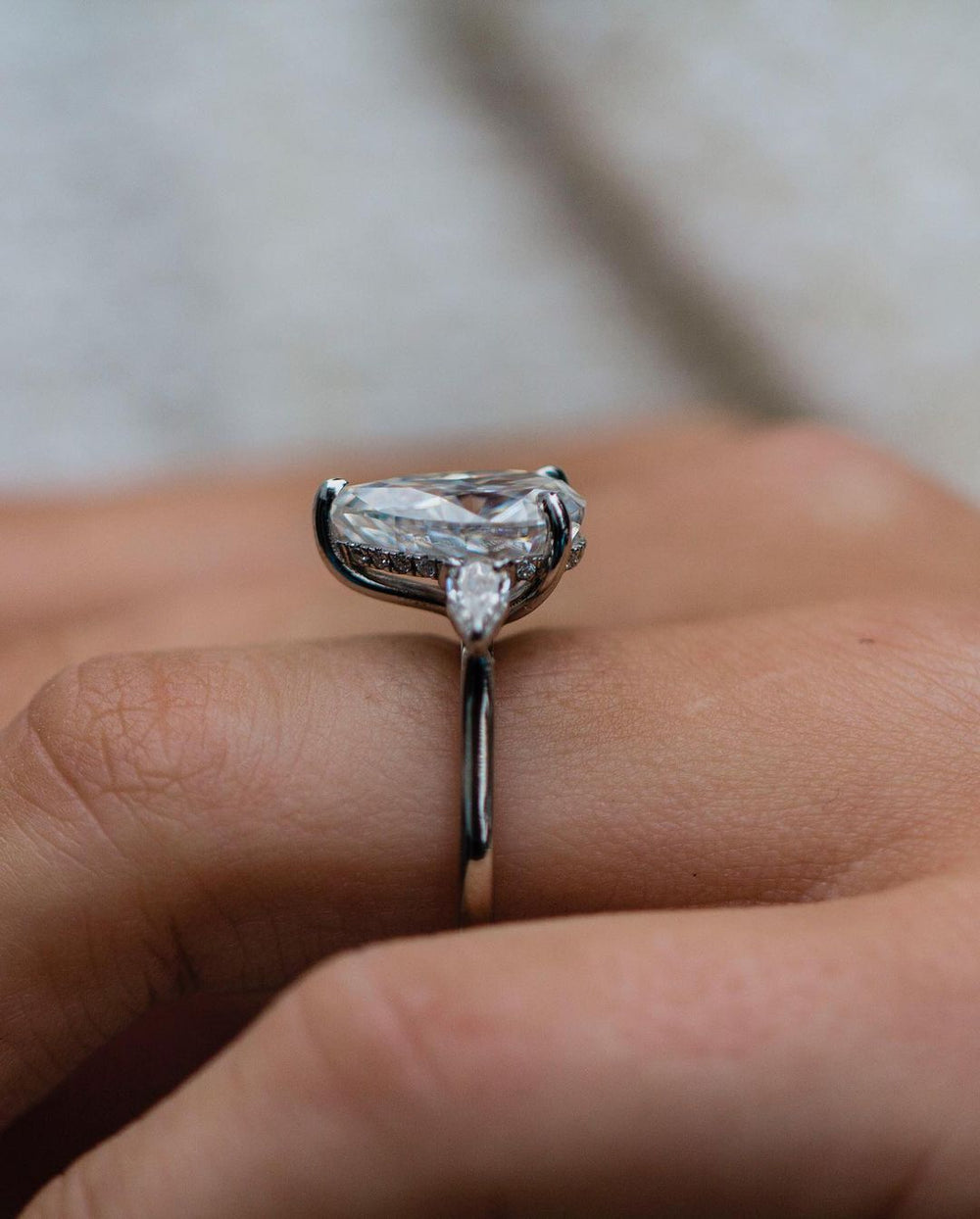 Elongated Pear Cut Labgrown Ring