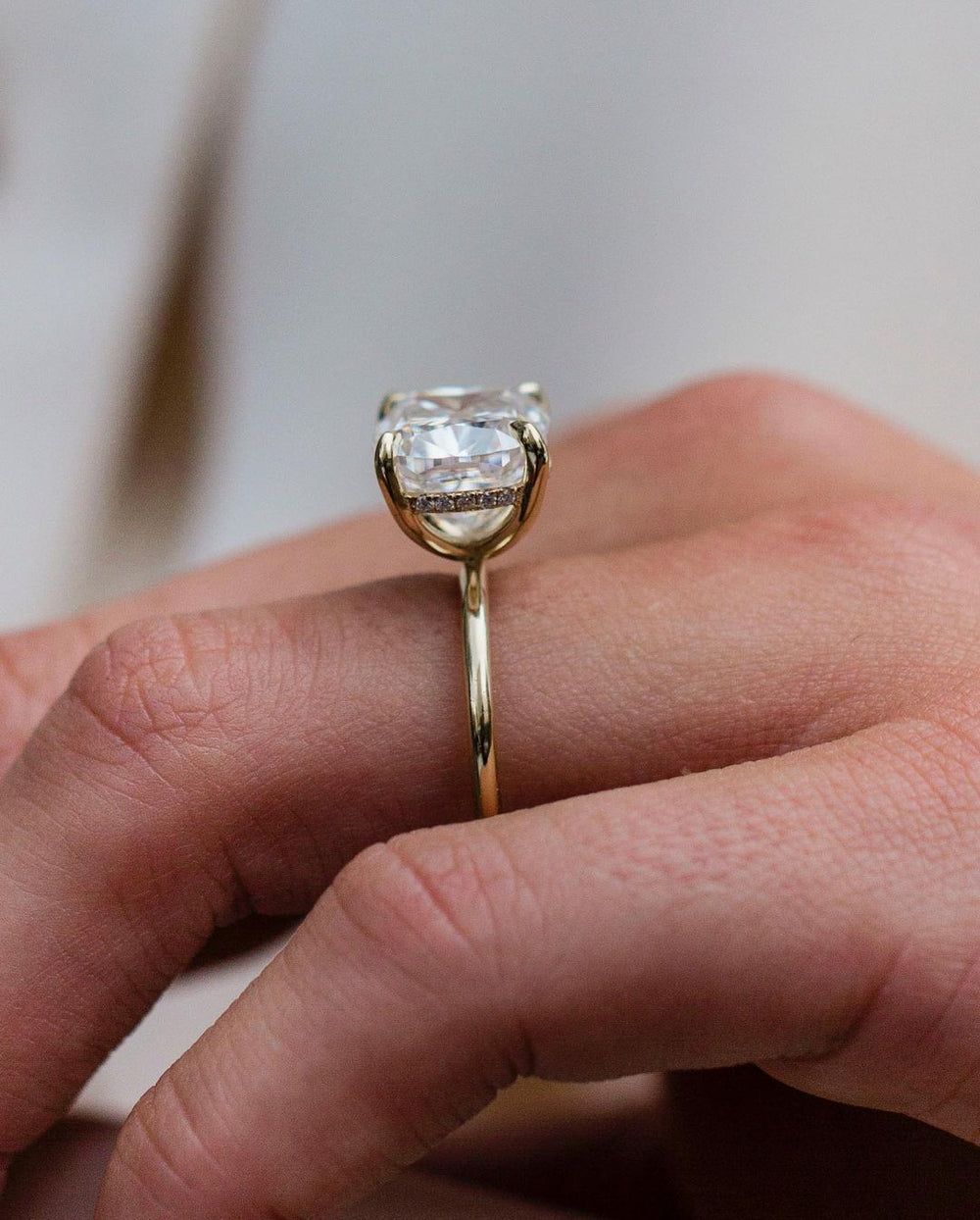 East West Cushion Cut Labgrown Ring