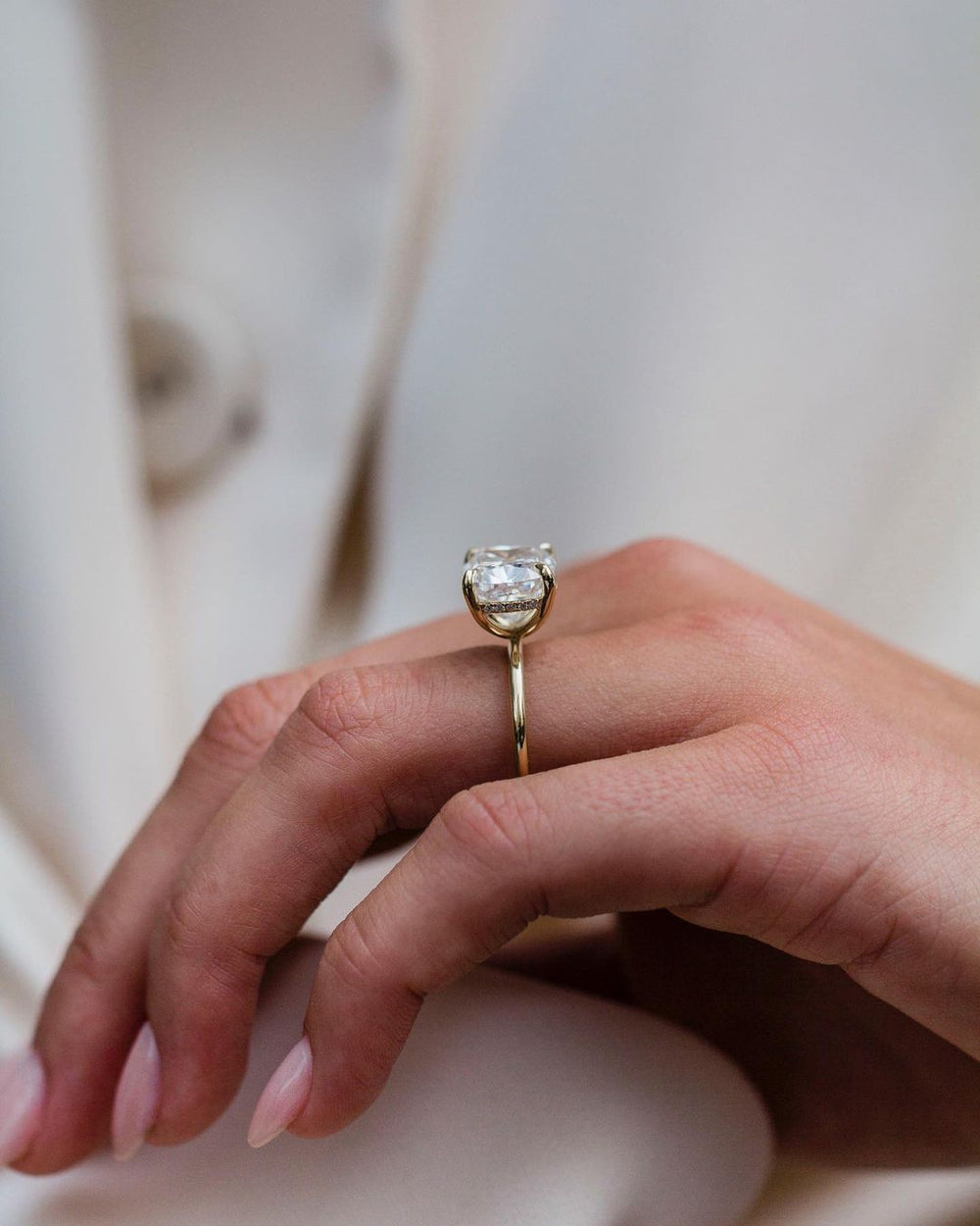 East West Cushion Cut Labgrown Ring