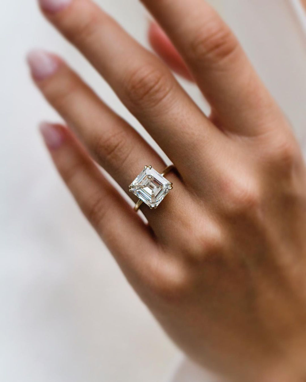 Old mine Asscher Cut Labgrown Engagement Ring