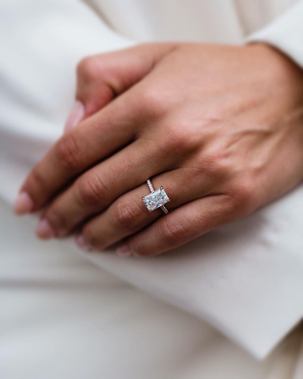 Radiant Cut Labgrown Ring Hidden Halo Ring