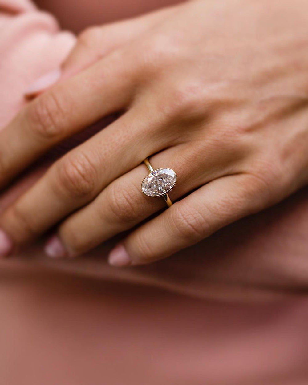 Bezel Set Oval Cut Labgrown Engagement Ring