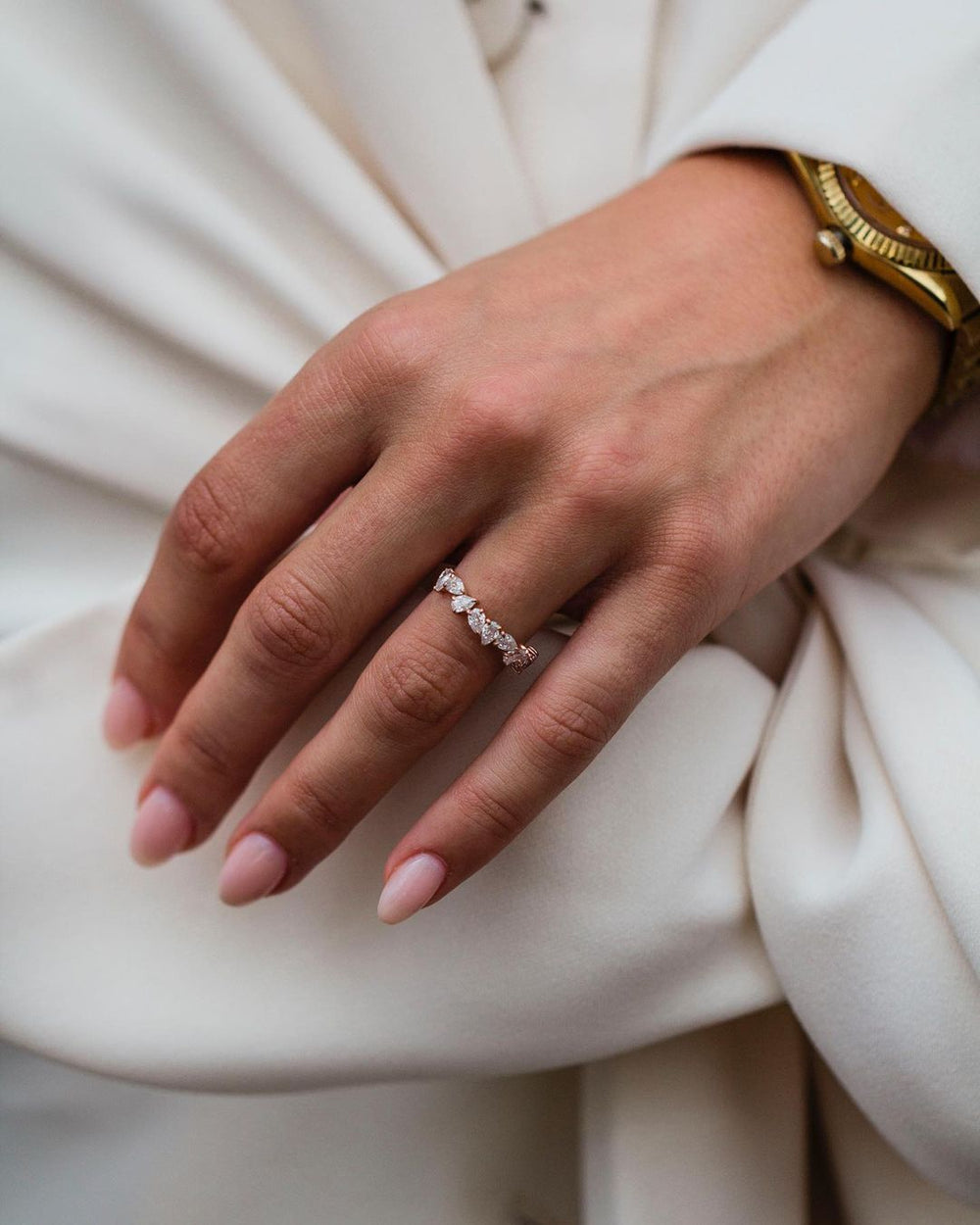 Pear Cut Labgrown Wedding Band