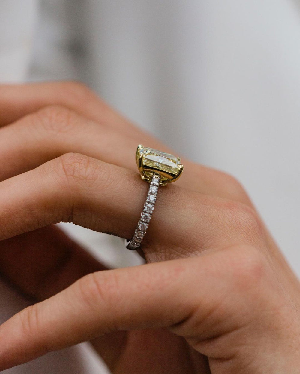 Canary Yellow Radiant Cut Labgrown Ring