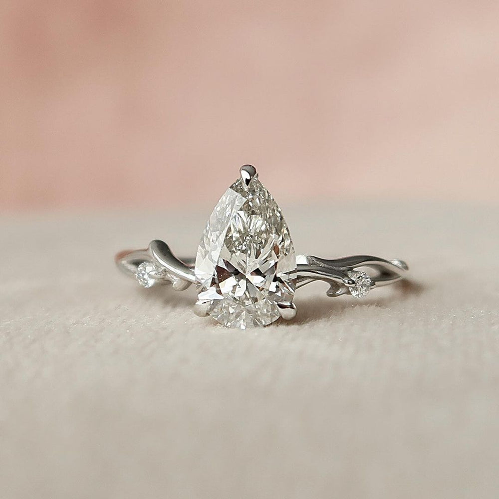 Elongated Pear Cut Labgrown Engagement Ring