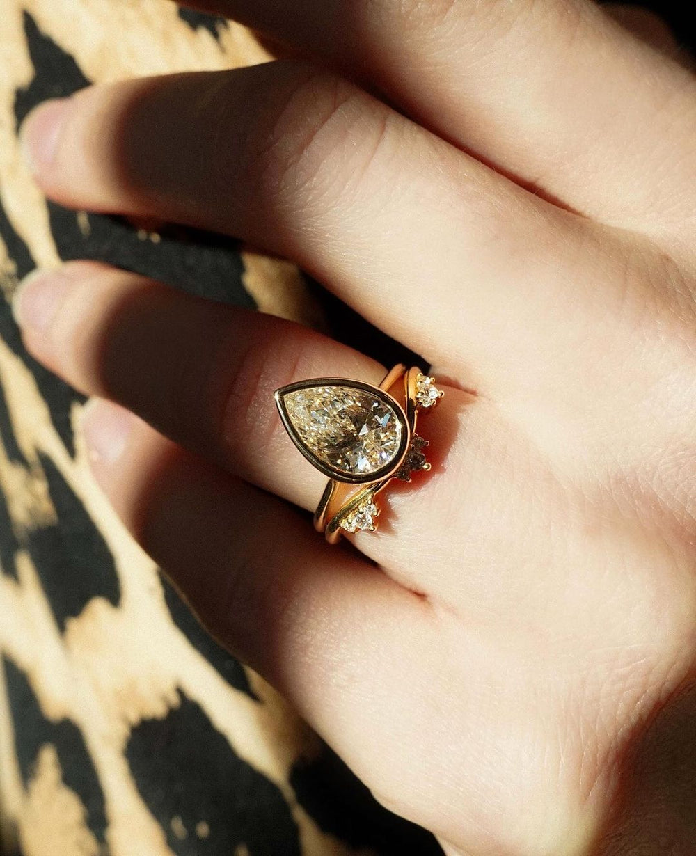 Bezel Set Pear Cut Labgrown Engagement Ring