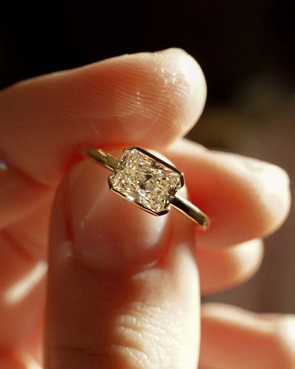 Bezel Radiant Cut Labgrown Engagement Ring