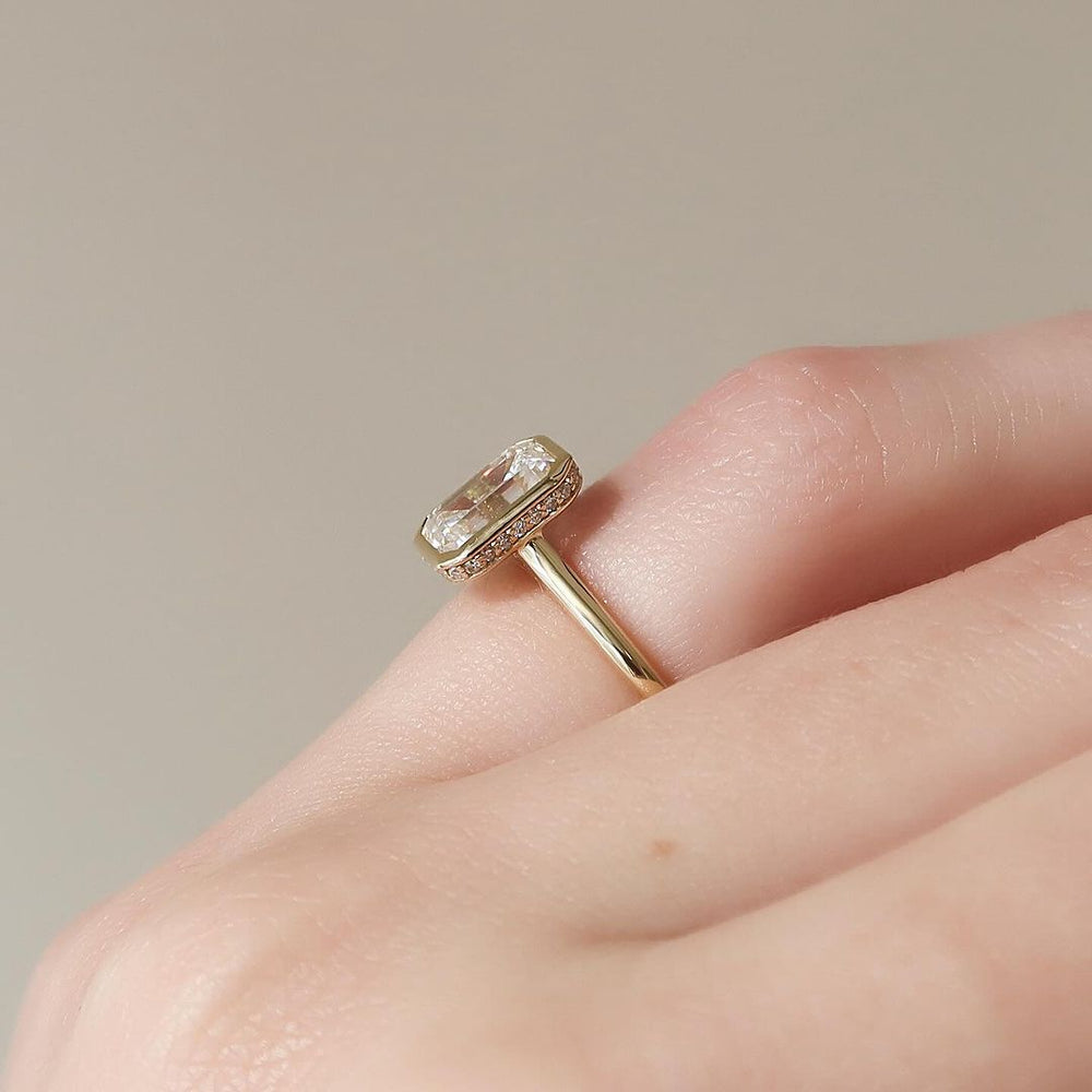Bezel Set Emerald Cut Labgrown Engagement Ring