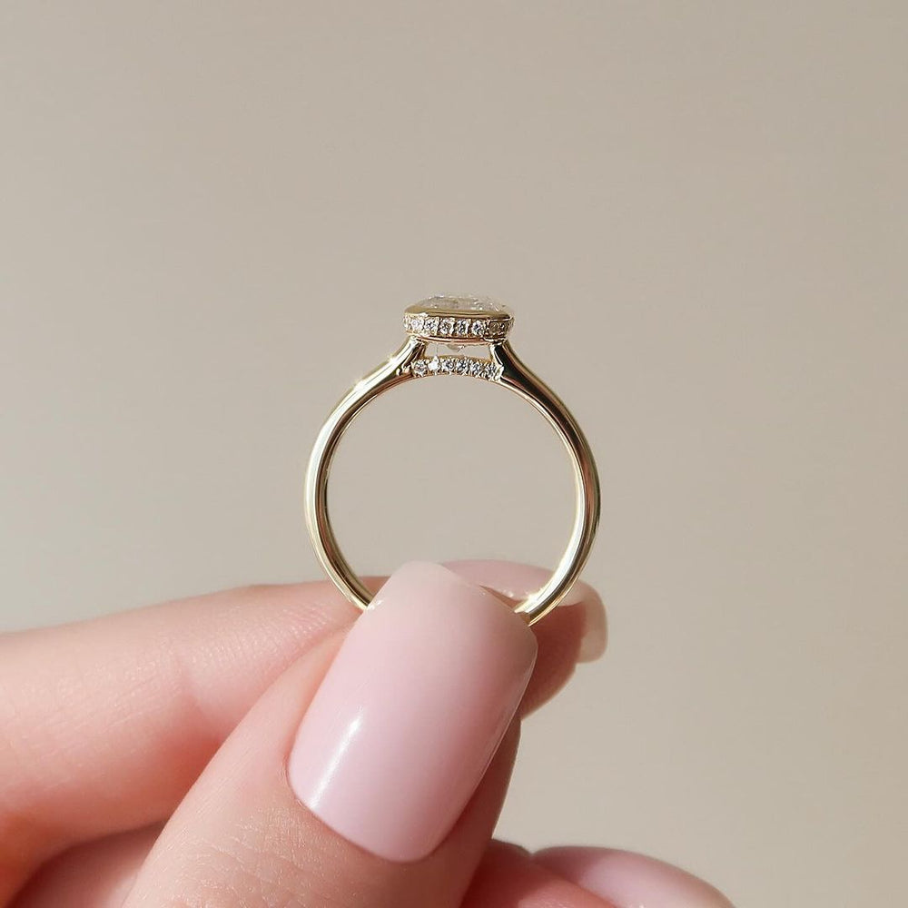 Bezel Set Emerald Cut Labgrown Engagement Ring