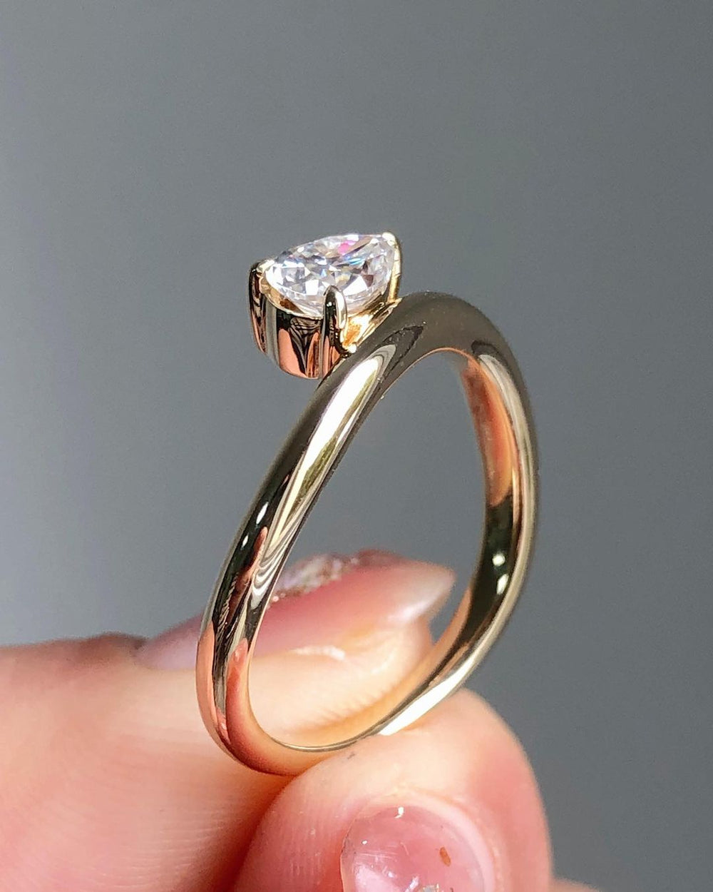 Elongated Pear Cut Labgrown Engagement Ring
