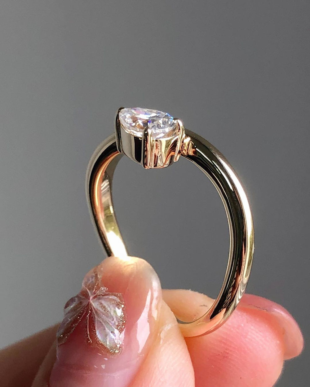 Elongated Pear Cut Labgrown Engagement Ring
