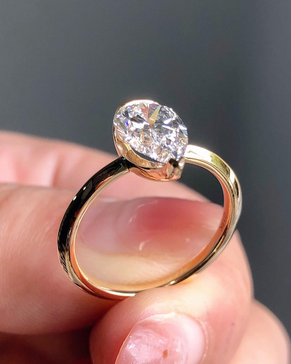 Elongated Pear Cut Labgrown Engagement Ring