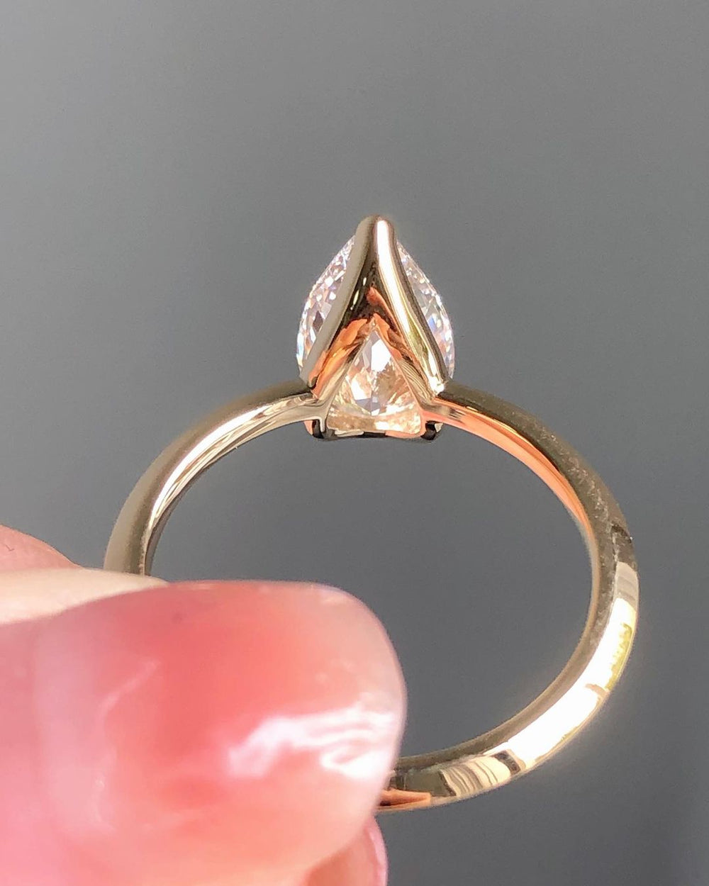 Elongated Pear Cut Labgrown Engagement Ring