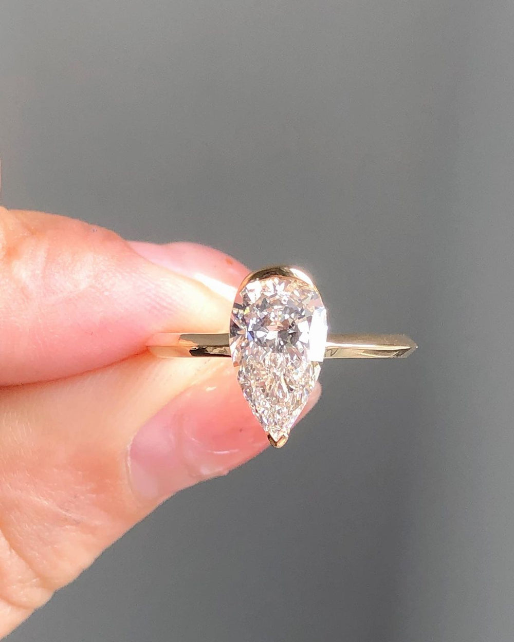 Elongated Pear Cut Labgrown Engagement Ring