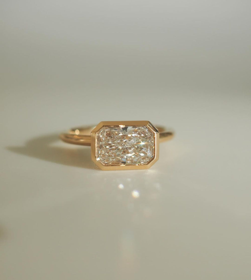 Bezel Set Radiant Cut Labgrown Engagement Ring