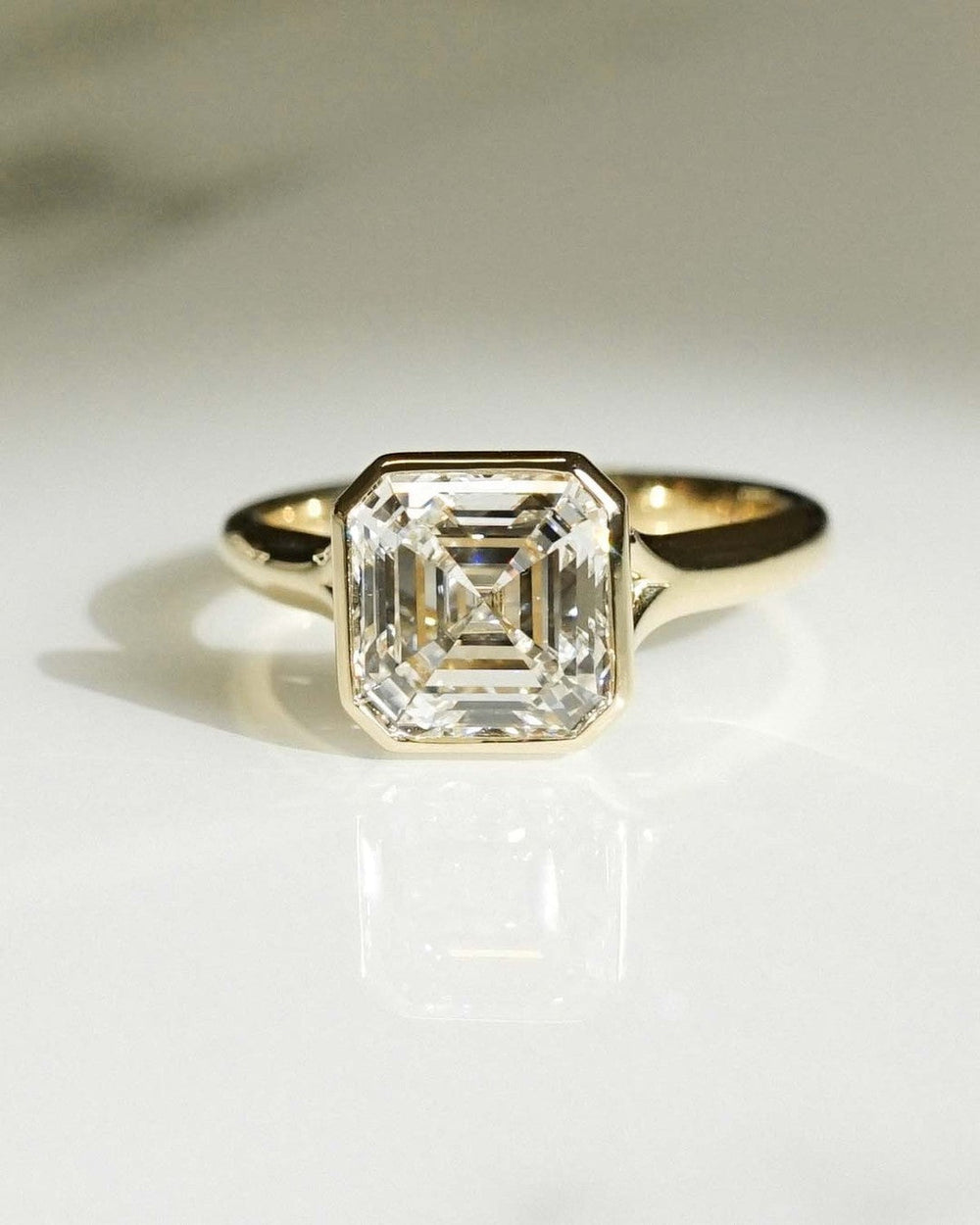 Bezel Set Asscher Cut Labgrown Engagement Ring