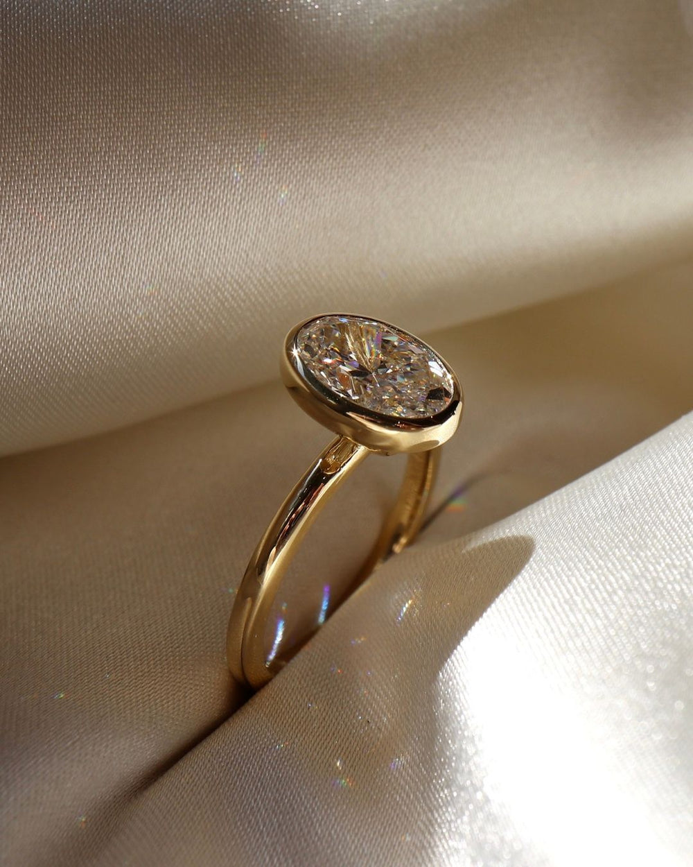 Bezel Set Oval Cut Labgrown Engagement Ring