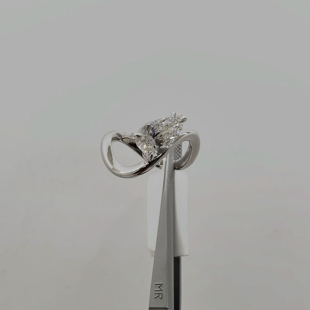 Elongated Pear Cut Labgrown Engagement Ring