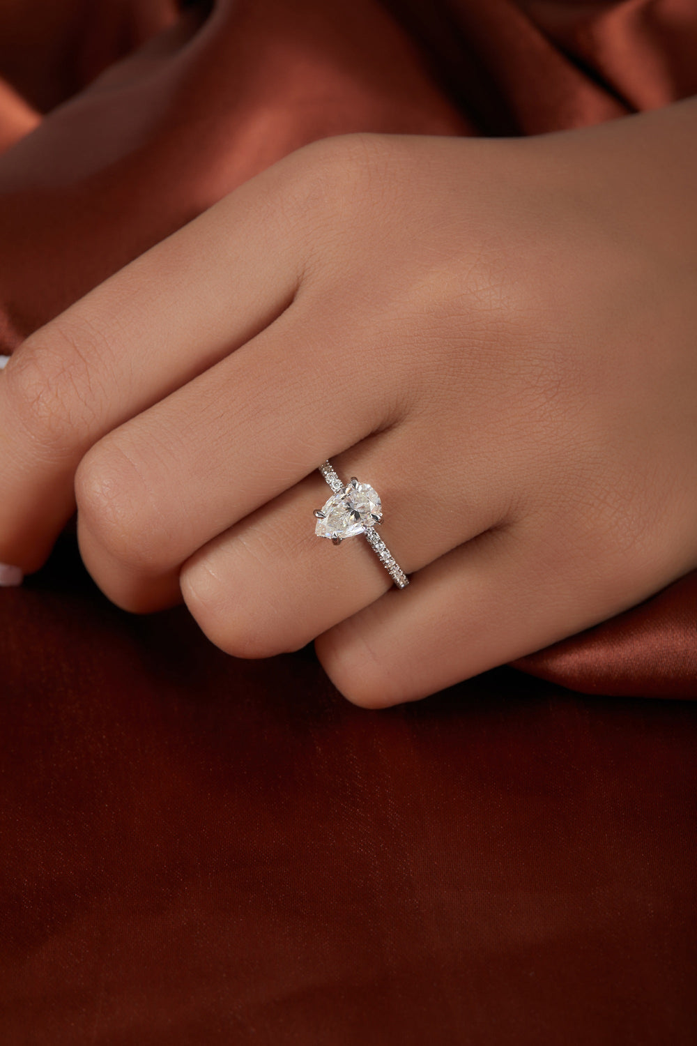 Elongated Pear Cut Labgrown Engagement Ring