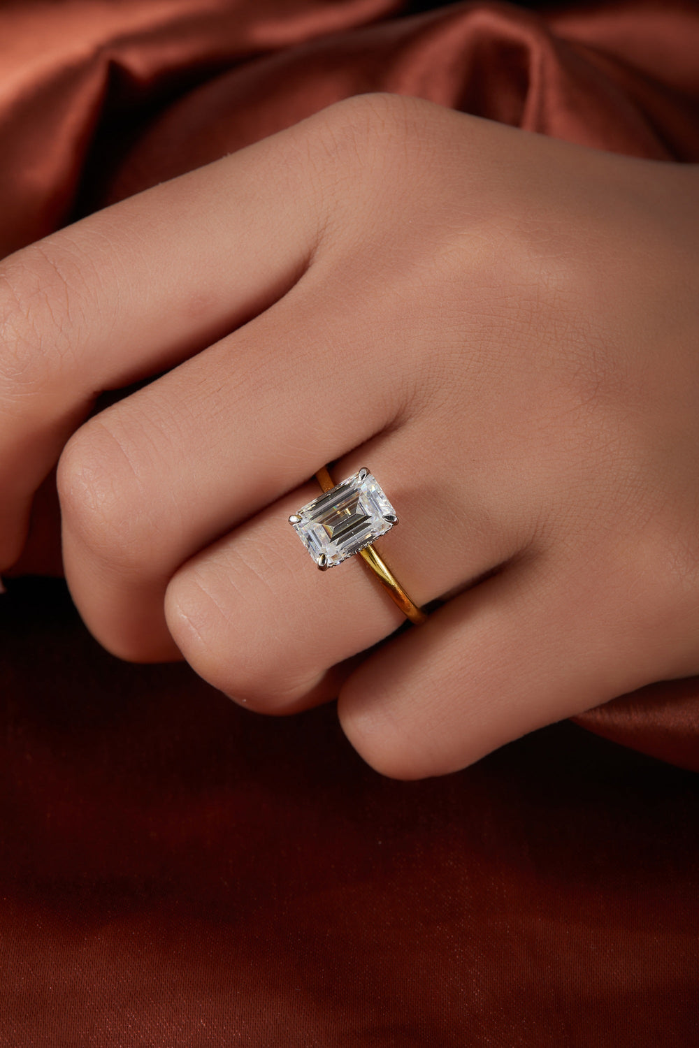 Emerald Cut Hidden Halo Labgrown Ring