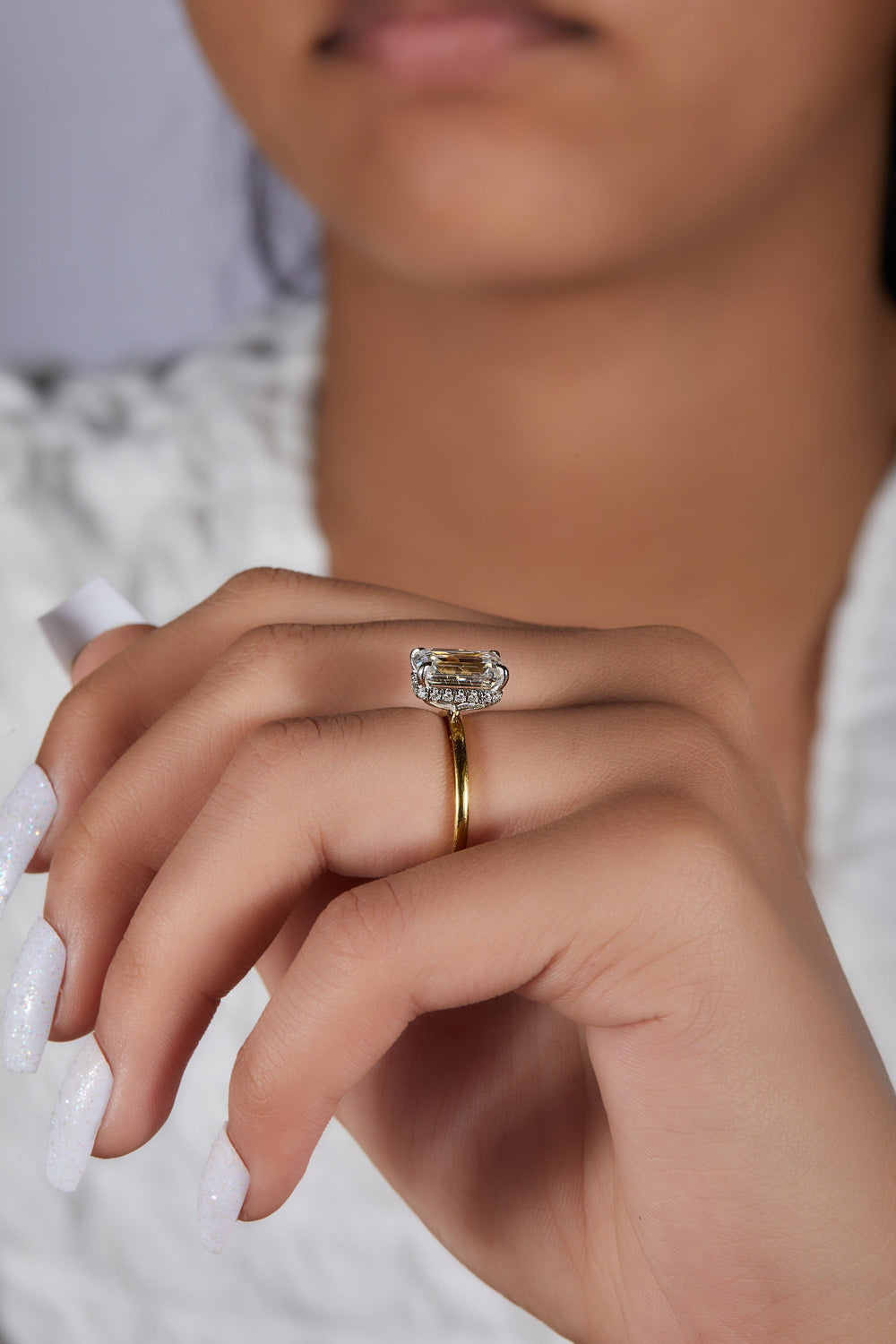 Emerald Cut Hidden Halo Labgrown Ring