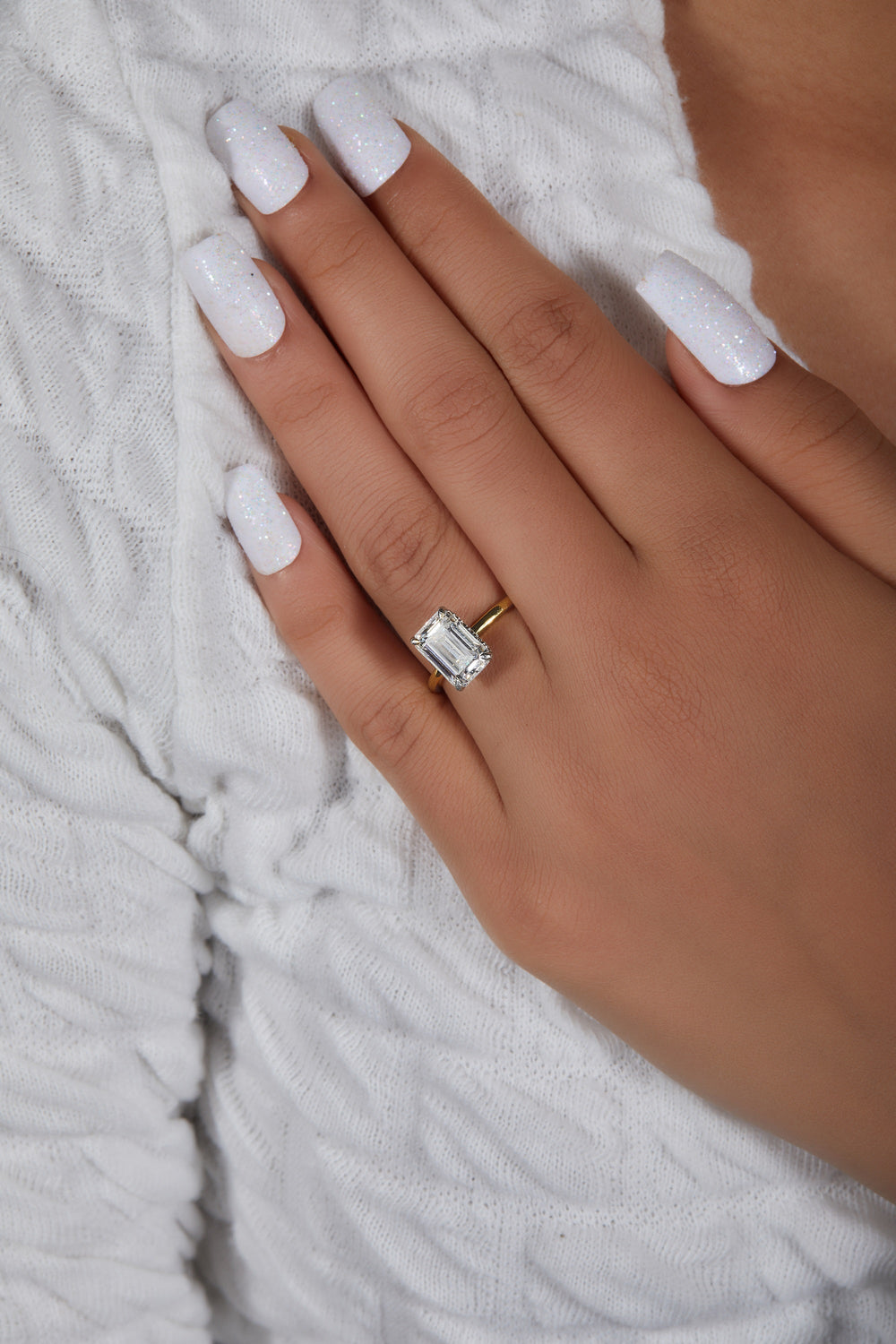 Emerald Cut Hidden Halo Labgrown Ring