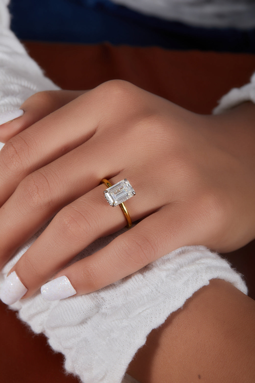 Emerald Cut Hidden Halo Labgrown Ring
