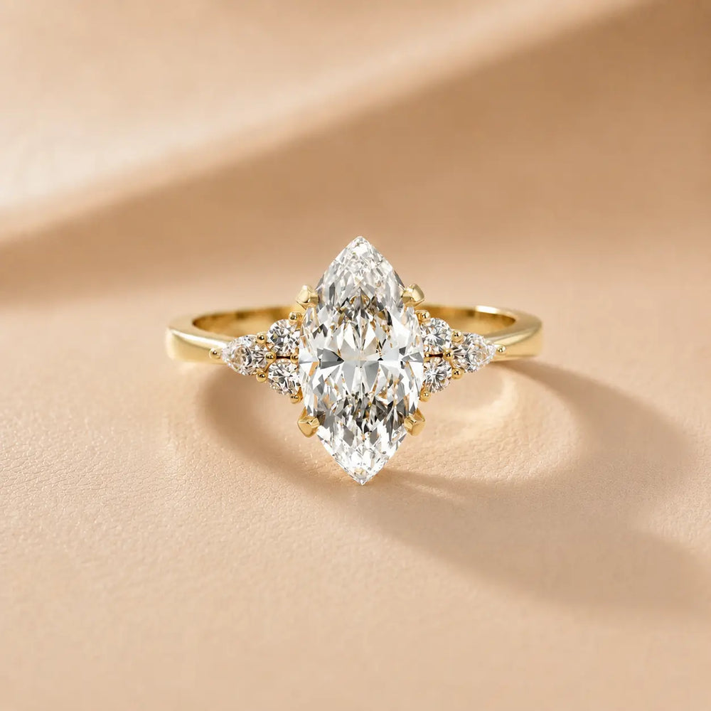 Amelia Three Stone Princess Diamond Engagement Ring