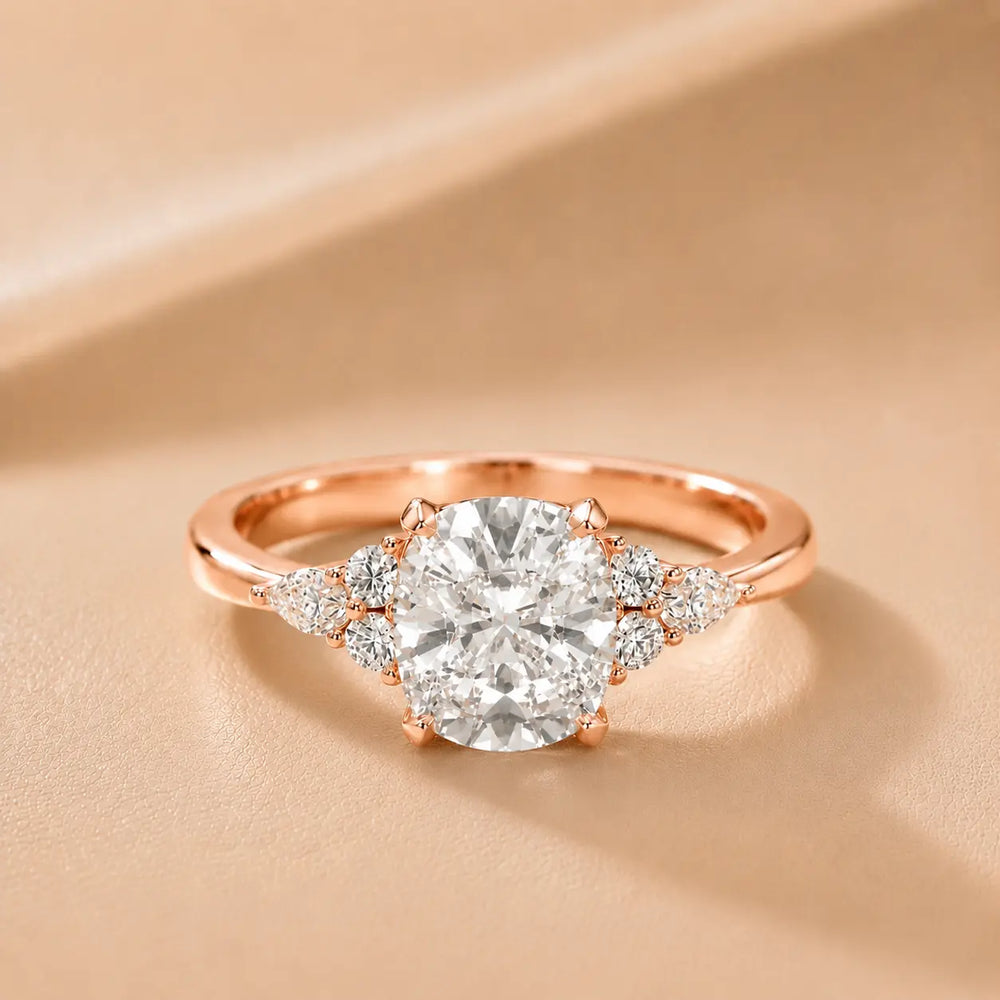 Amelia Three Stone Princess Diamond Engagement Ring