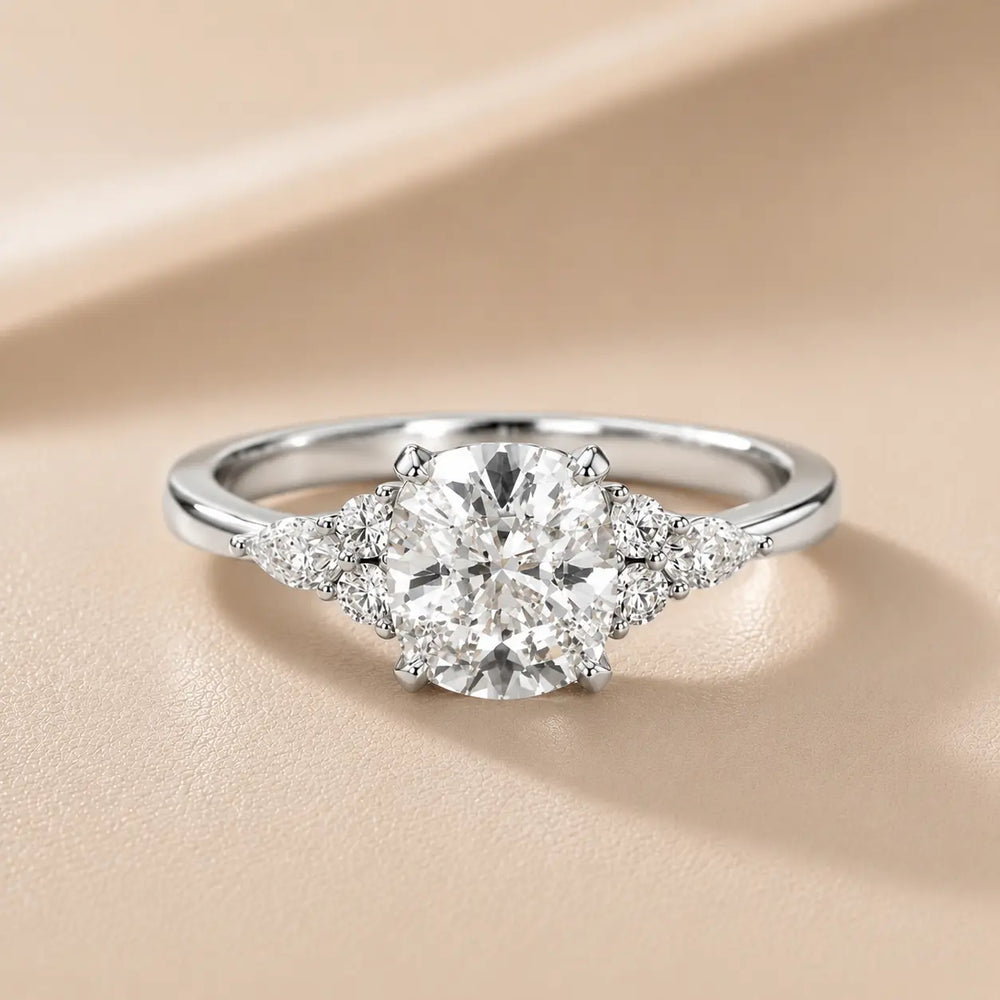 Amelia Three Stone Princess Diamond Engagement Ring