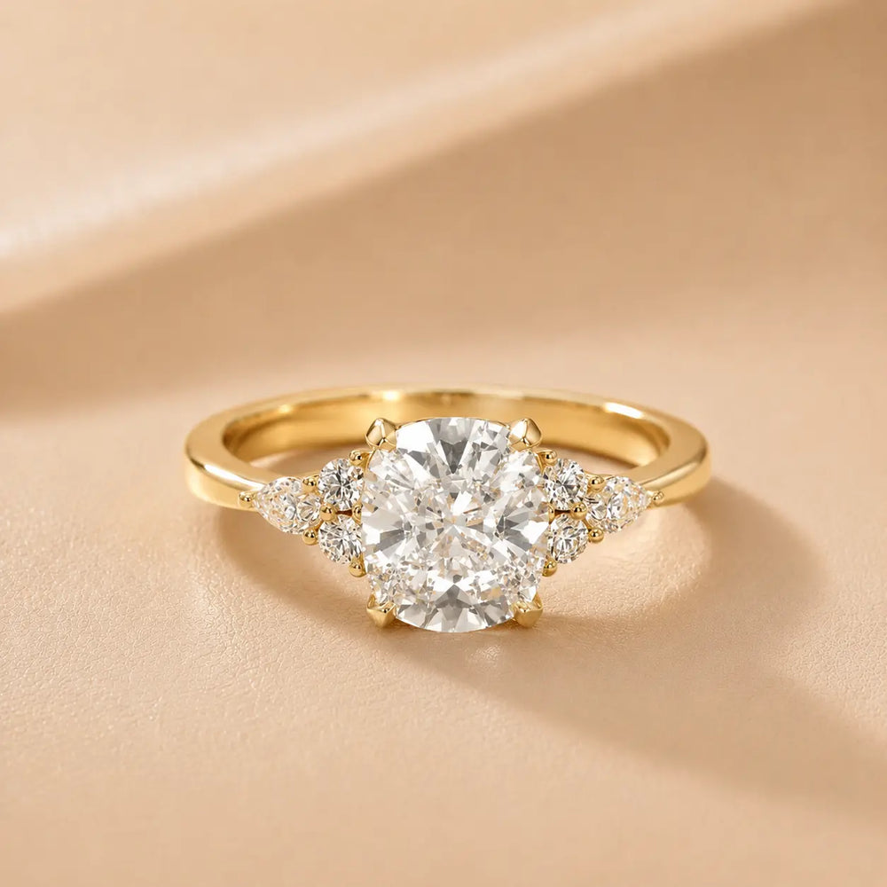 Amelia Three Stone Princess Diamond Engagement Ring