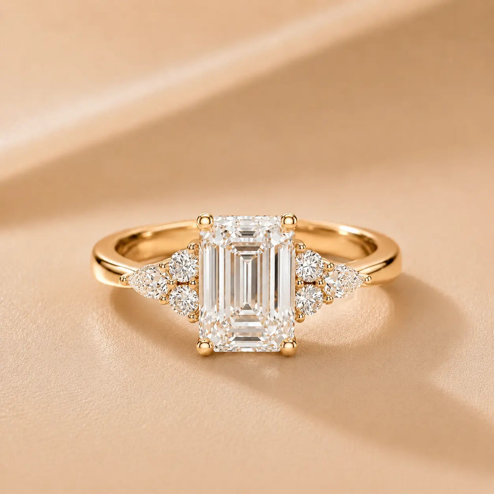 Amelia Three Stone Princess Diamond Engagement Ring