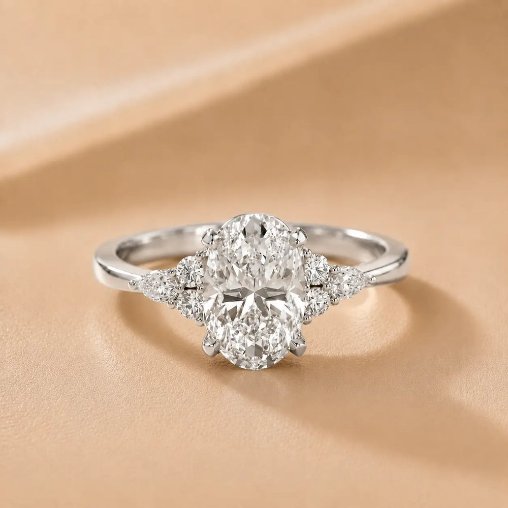Amelia Three Stone Princess Diamond Engagement Ring