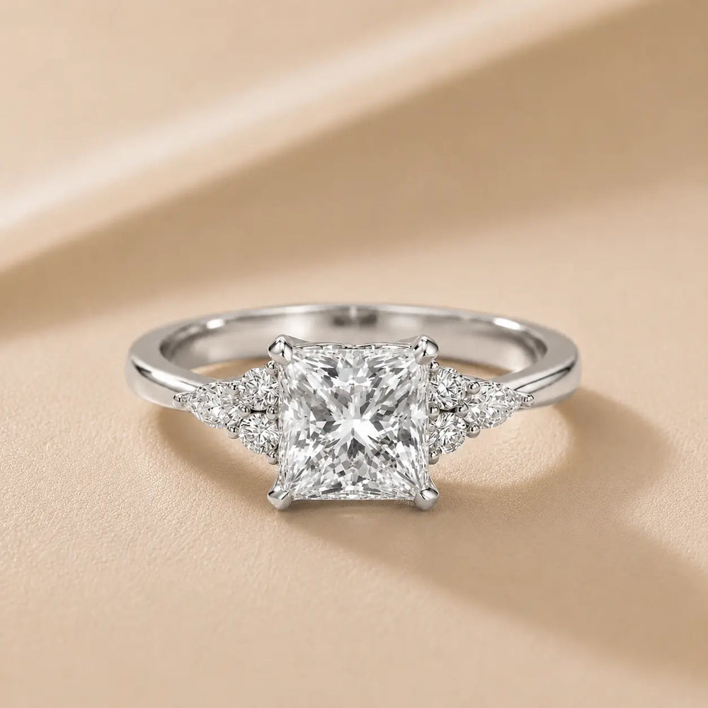Amelia Three Stone Princess Diamond Engagement Ring