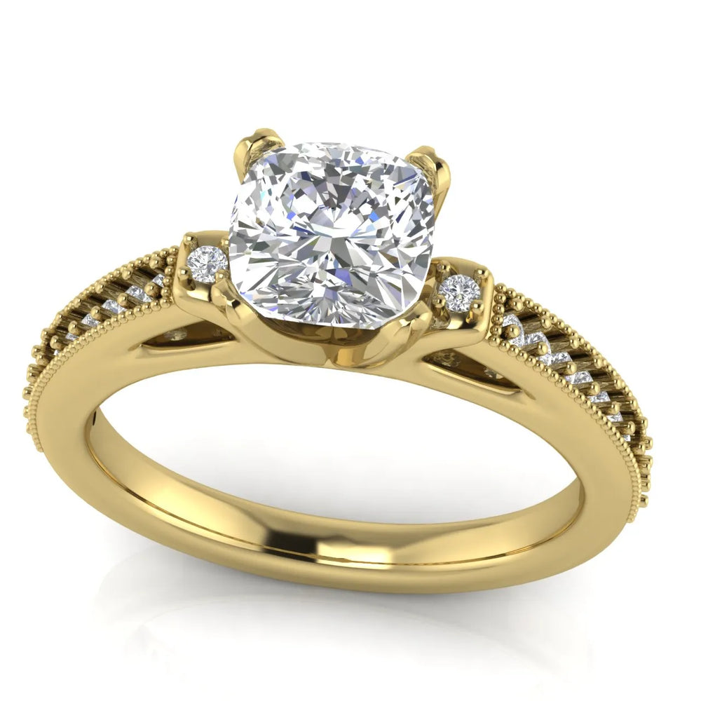 Vintage-Inspired Solitaire Ring with Accent Stone Details