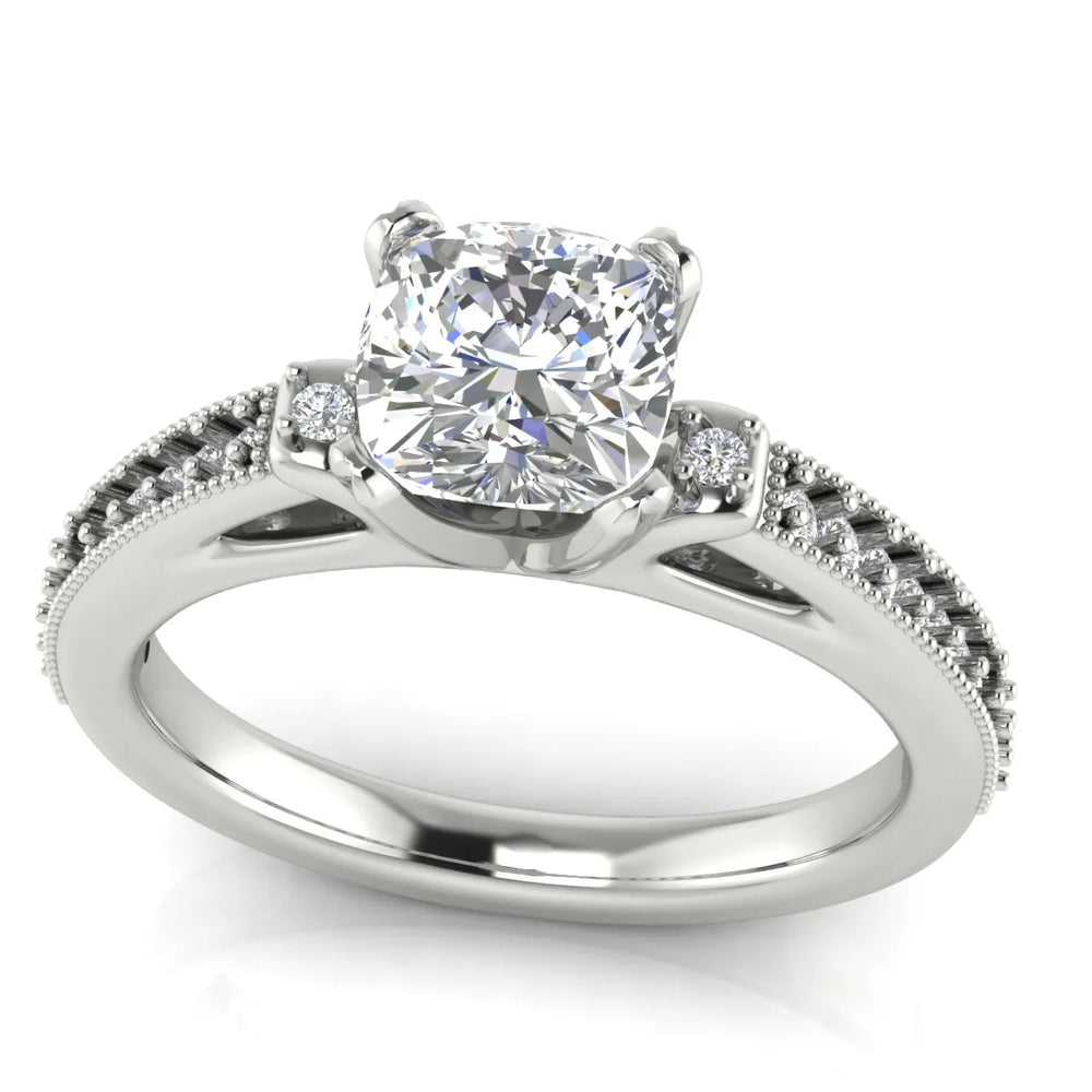 Vintage-Inspired Solitaire Ring with Accent Stone Details
