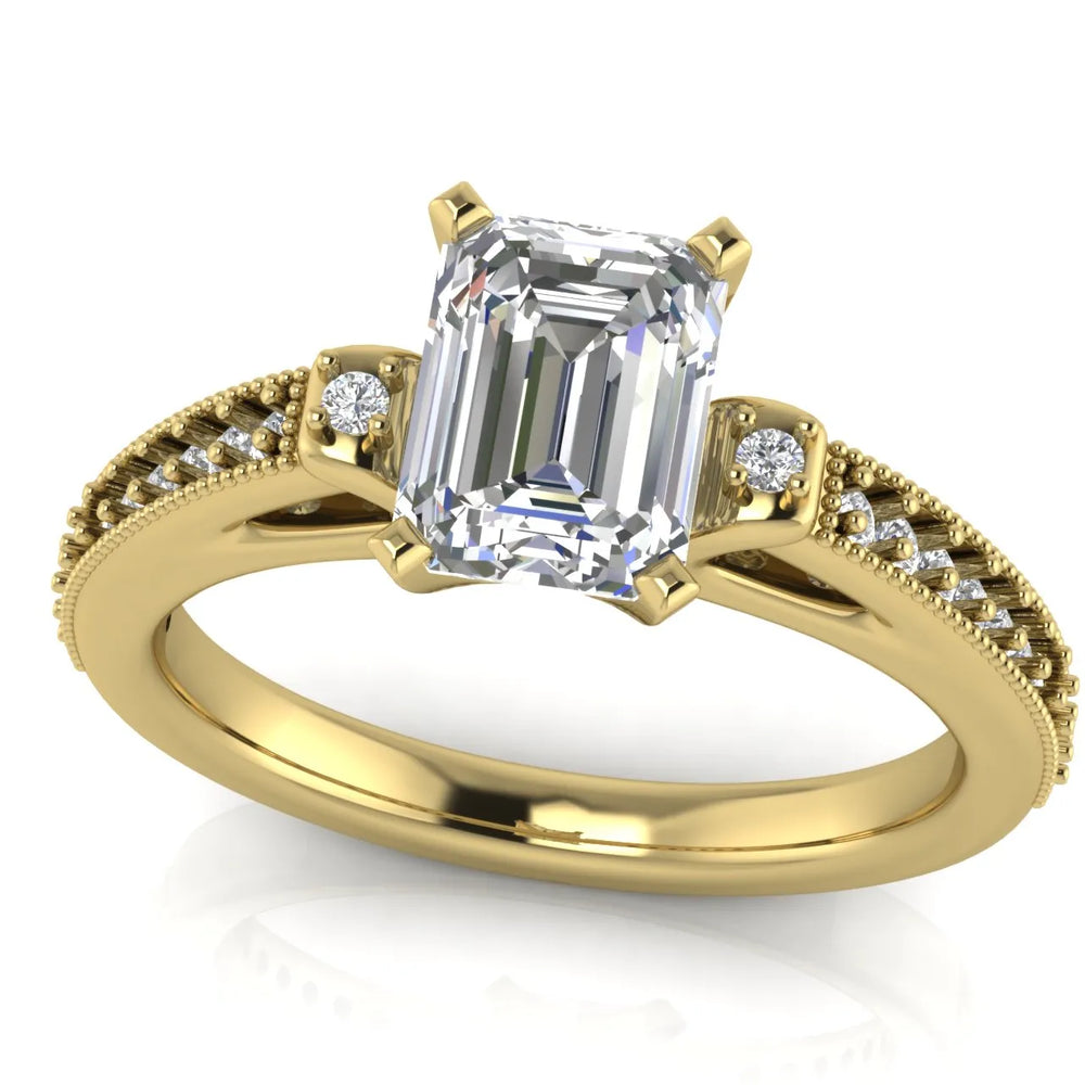 Vintage-Inspired Solitaire Ring with Accent Stone Details